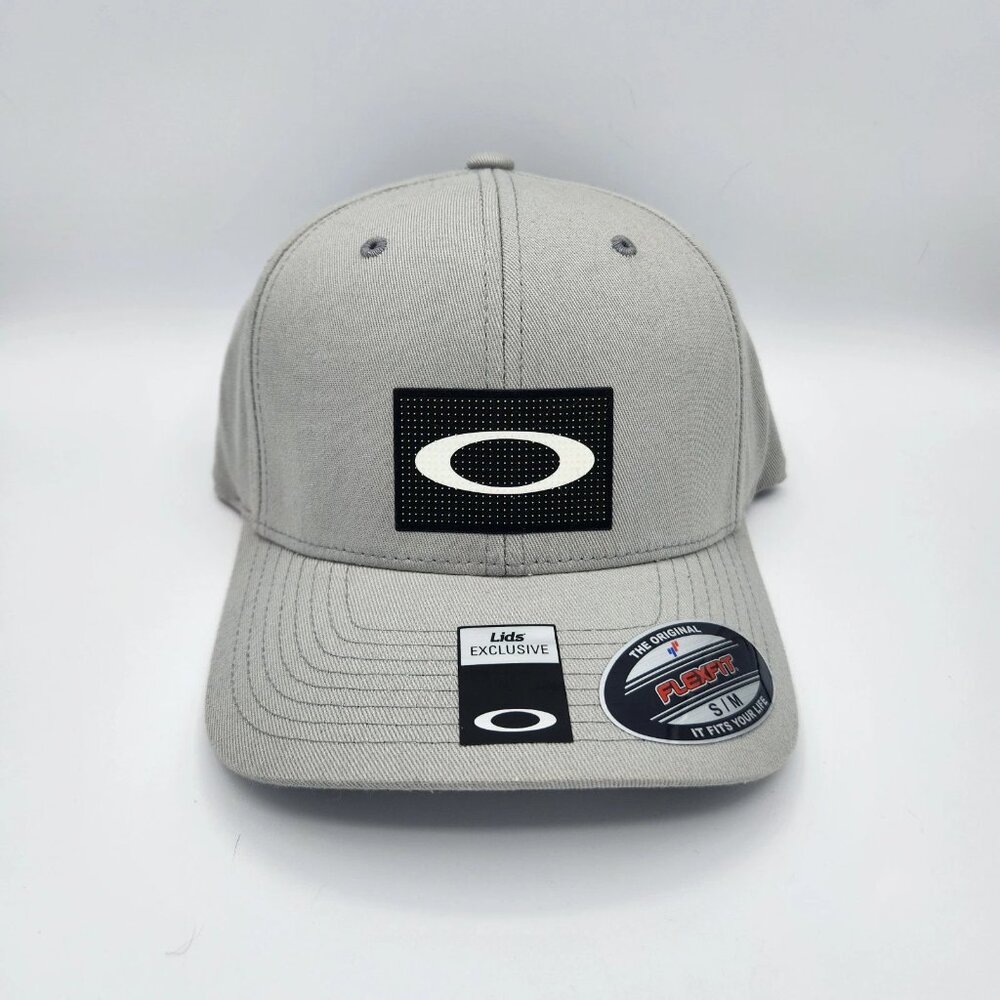 Oakley Ellipse Hologram Stretch Hat Stone Grey Flexfit S/M Small Medium New